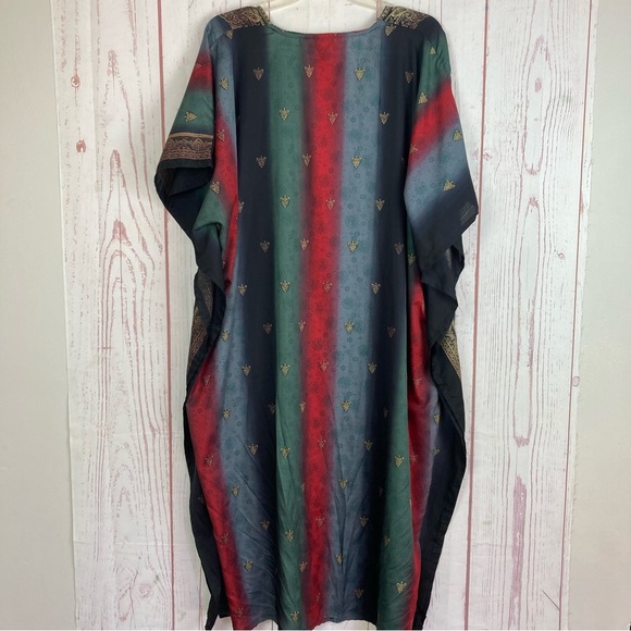 Vintage Sante Classics One Size Multicolor Boho Kaftan Dress Patio Artsy Maxi - Picture 10 of 14